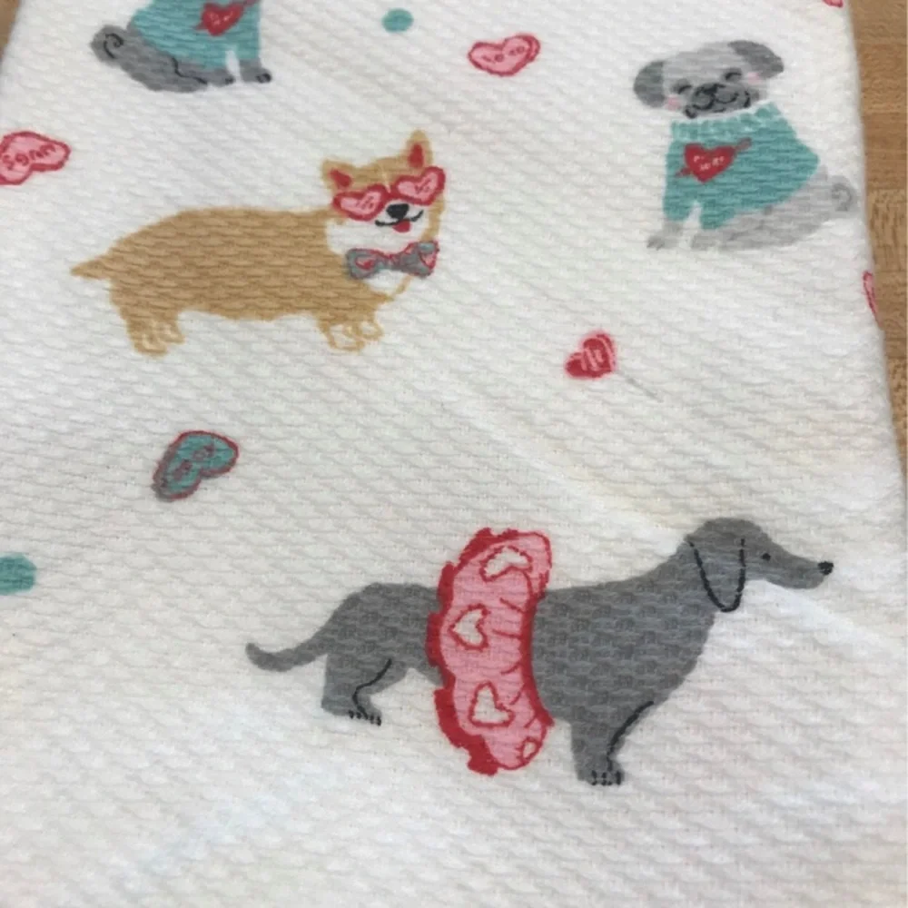 Valentines Dog Kitchen Towels 2pc